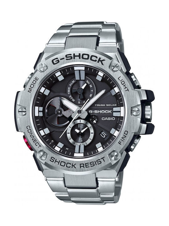 Casio G-Shock G-Steel Ρολόι Χρονογράφος Solar με Ασημί Μεταλλικό Μπρασελέ
