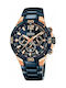 Festina Watch Chronograph Battery with Blue Metal Bracelet