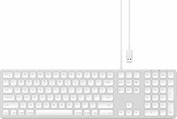 Satechi Aluminum Wired USB Keyboard for Apple Keyboard Only English US Silver