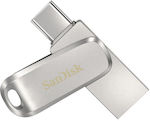 Sandisk Ultra Dual Drive Luxe 64GB USB 3.1 Stick με σύνδεση USB-C Ασημί