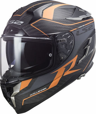 LS2 FF327 C Challenger Carbon Grid Matt Orange Motorradhelm Volles Gesicht ECE 22.05 1350gr 10327 72 51