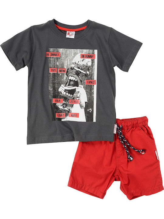 Funky Kids Set with Shorts Summer 2pcs Gray