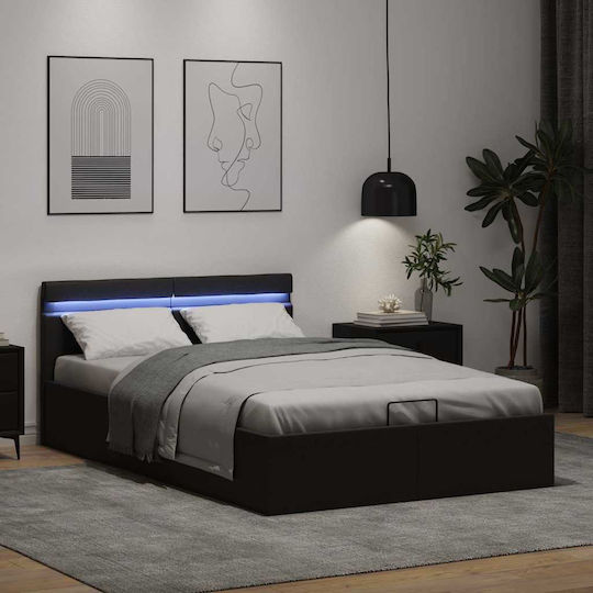 Κρεβάτι Διπλό για Στρώμα 140x200cm Μαύρο Κρεβάτι Διπλό για Στρώμα 140x200cm Μαύρο
