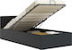 Bed Single Upholstered with Leatherette Black with Slats for Mattress 90x200cm