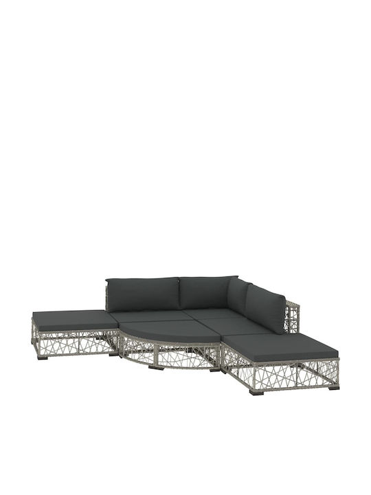 Canapea De Colț Pentru Exterior Din Rattan Cu Perne 70x70x52.5cm