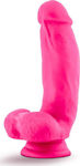 Blush Neo Elite Dual Density Realistic Silicone Dildo with Scrotum & Suction Cup Neon Pink 18cm