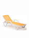 Liegestuhl Kunststoff Mare mit Textilene-Stoff & Rädern White-Orange 186x72x46cm.