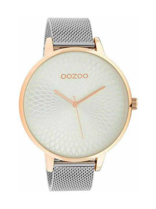 Oozoo Timepieces Summer XL Watch with Silver Metal Bracelet