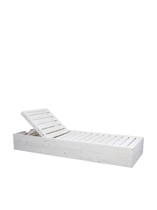 Deckchair Wooden White 212x79x28.5cm.