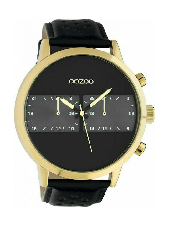 Oozoo Uhr Batterie mit Schwarz Lederarmband C10516