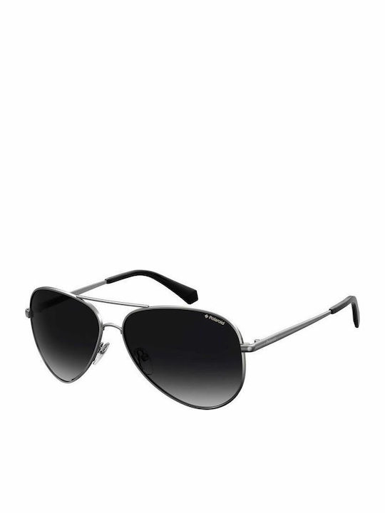 Polaroid Men's Sunglasses with Silver Metal Frame and Black Gradient Polarized Lenses PLD 6012/N/NEW 6LB/WJ