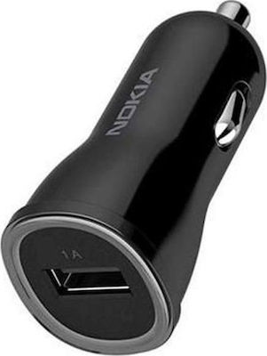 Nokia Încărcător Auto Negru de Intensitate Totală 1A cu un Port USB