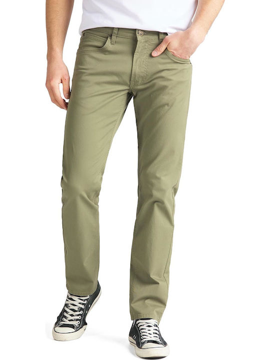 Lee Daren Zip Fly Ανδρικό Παντελόνι Chino Ελαστικό σε Ίσια Γραμμή Lichen Green
