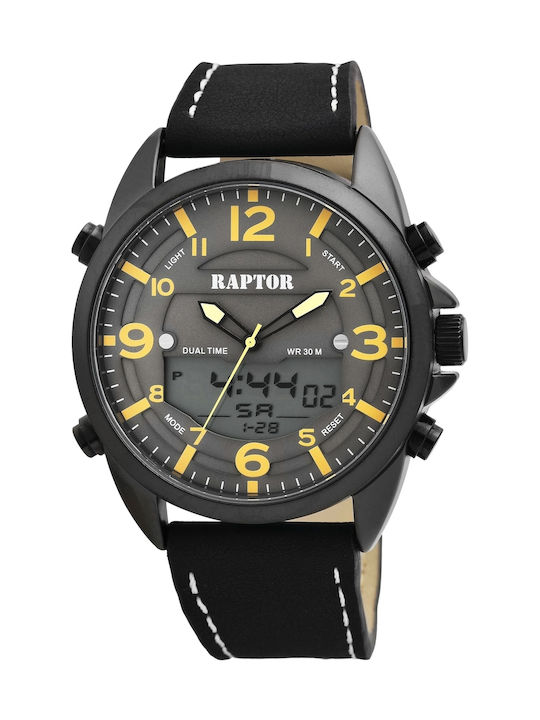 Raptor Uhr Batterie mit Schwarz Lederarmband RA20262-002