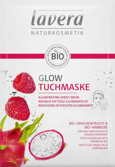 Lavera Illuminating Sheet with Organic Dragon Fruit & Raspberry Gesichtsmaske für das Gesicht für Aufhellung 1Stück