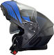 STR Misano Flip-Up Helmet with Sun Visor 1580gr Black Matt/Blue 9411