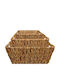 Set of Decorative Baskets Straw Brown Hyacinth 3pcs Art et Lumiere