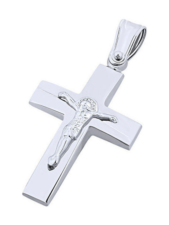 14K White gold male cross, T01719