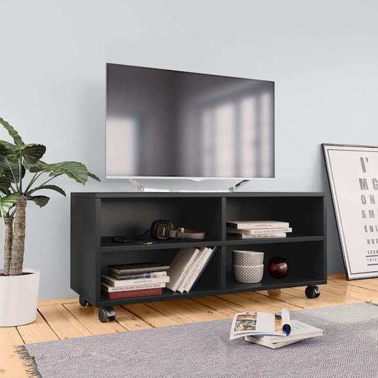 TV Stand with Wheels Black 90x35x35 cm