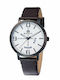 Bigotti Milano Herrenuhr 43mm Batterie mit Braun Lederarmband