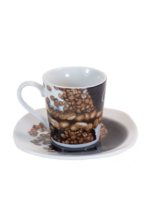 Karvounis Set Căni Maro Din porțelan Maro 90ml 6buc