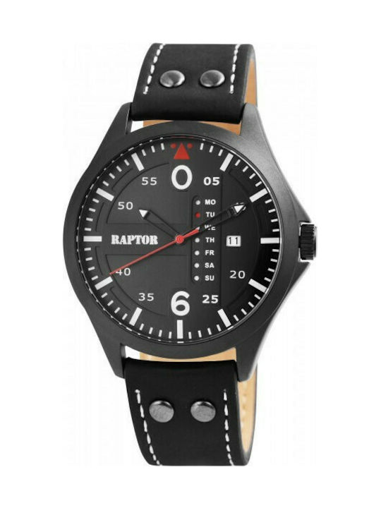 Raptor Uhr Batterie mit Schwarz Lederarmband RA20264-002