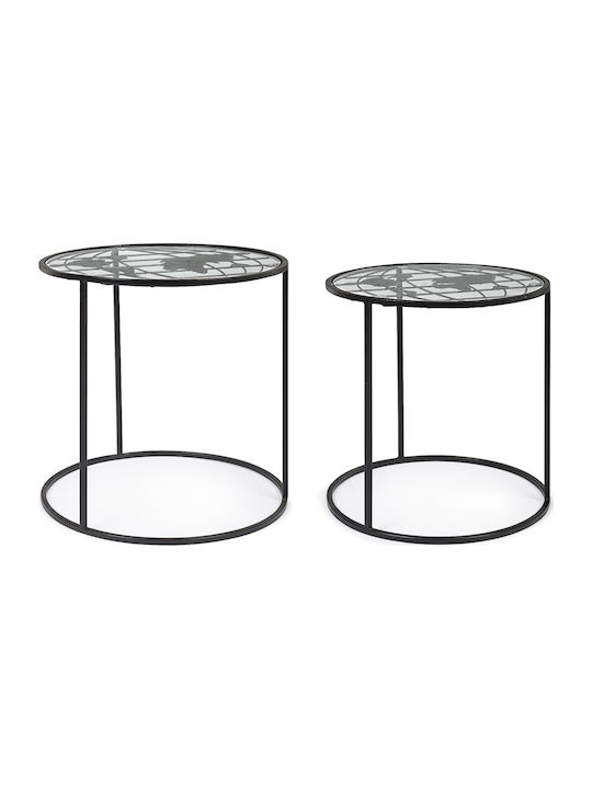 World Round Glass Zigon Tables Black L45xW45xH45cm