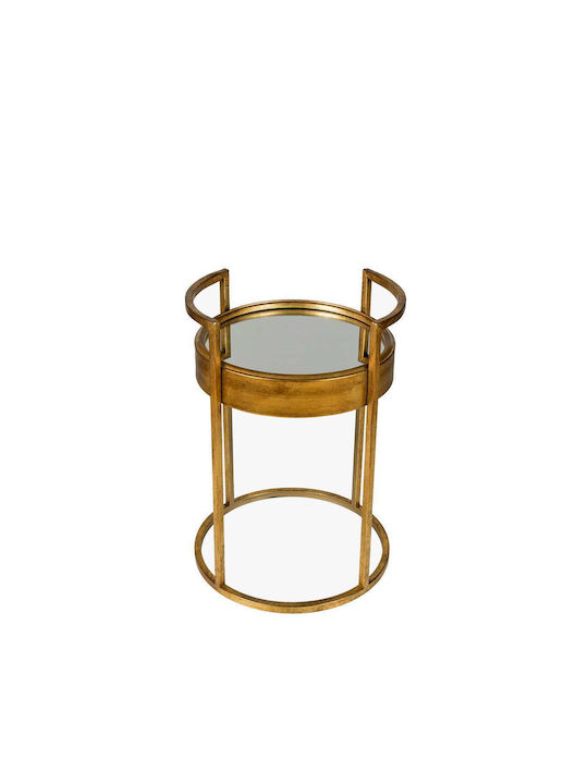 Round Side Table Glass Gold L42xW42xH56cm