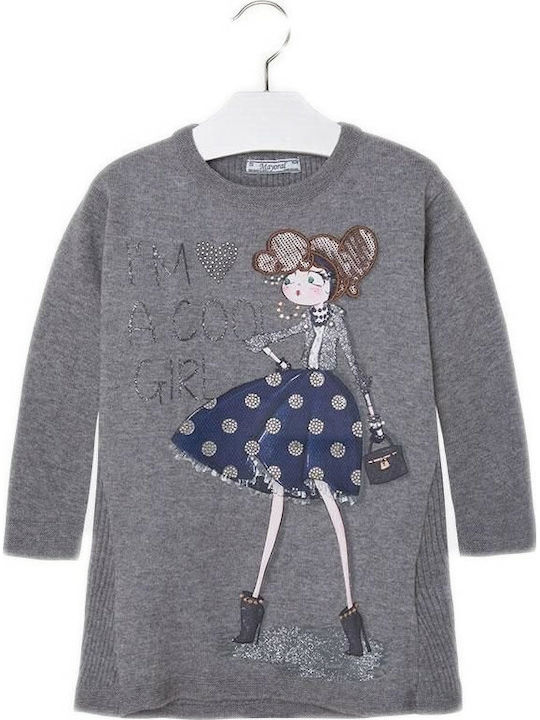 Mayoral Kids Dress Long Sleeve Gray