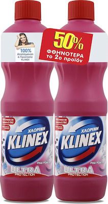 Klinex Ultra Protection Παχύρρευστη Χλωρίνη με Άρωμα Pink Power 2x1.25lt