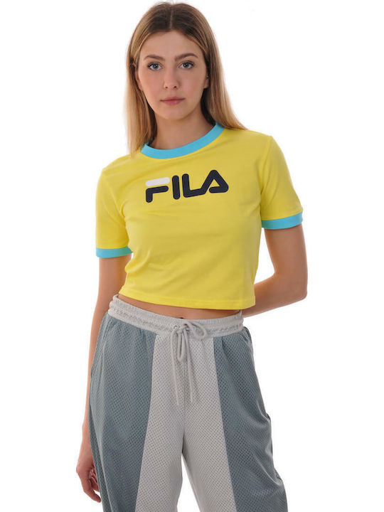 Fila Tionne Summer Women's Cotton Blouse Short Sleeve Yellow