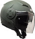 CGM 129A Illinois Jet Helmet with Sun Visor ECE 22.05 1100gr Green Matt 129A-BLV-07