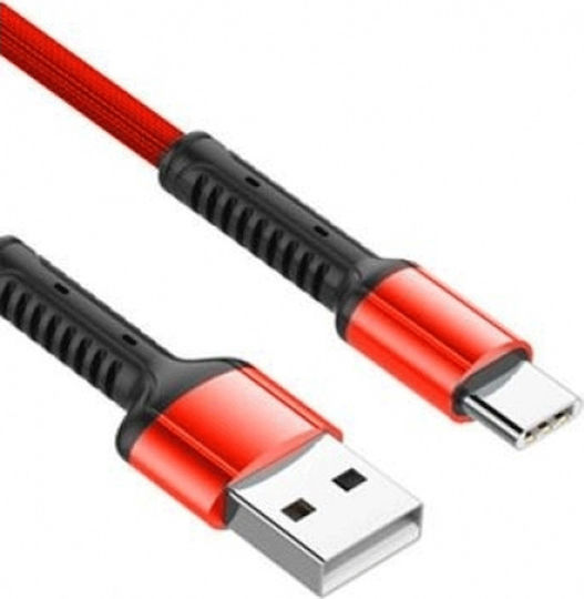 Ldnio LS63C Braided USB 2.0 Cable USB-C male - USB-A Red 1m