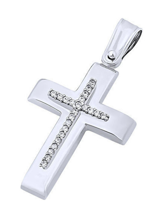 White gold women's cross K14, T04019