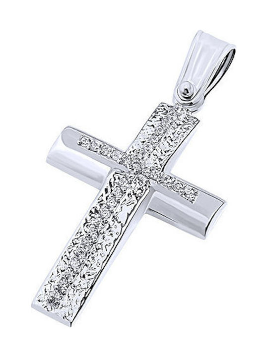 White gold women's cross K14, T04119