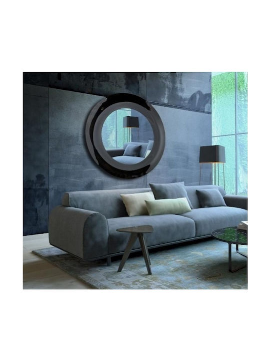 Ploumatos Wall Mirror with Black Glass Frame Diameter 110cm 1pcs