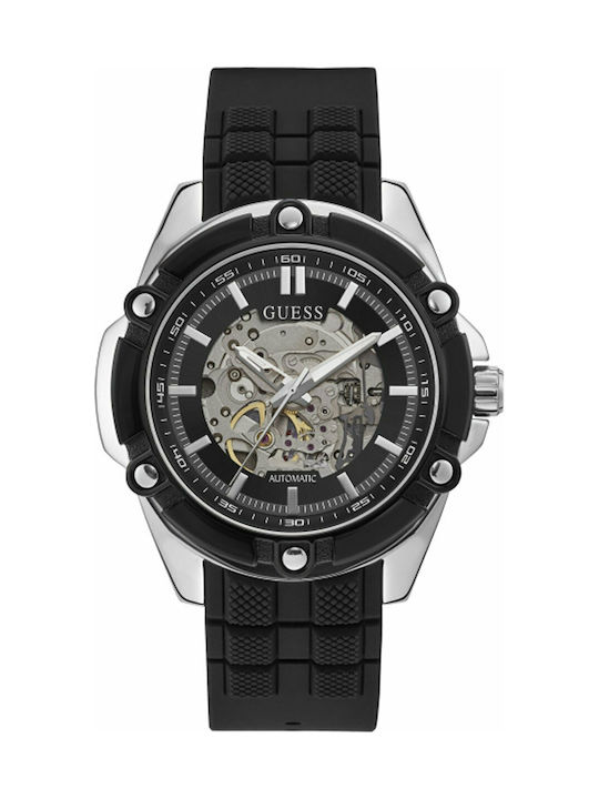 Guess Ceas Automat cu Negru Brățară din cauciuc GW0061G1