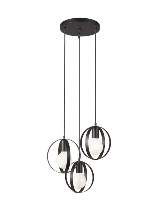 Viokef Malou Pendant Light Three-Light for Socket E27 Black