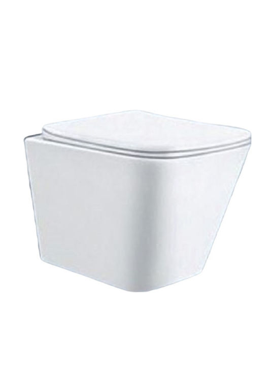 Domistyle Paros Wall-Mounted Toilet that Includes Soft Close Cover White