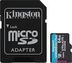 Kingston Canvas Go! Plus microSDXC 64GB Class 10 U3 V30 A2 UHS-I με αντάπτορα