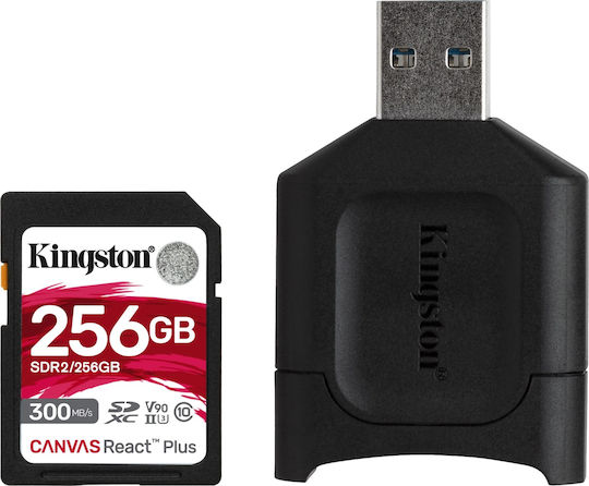 Kingston Canvas React Plus SDXC 256GB U3 V90 UHS-II 300MB/s με USB Reader