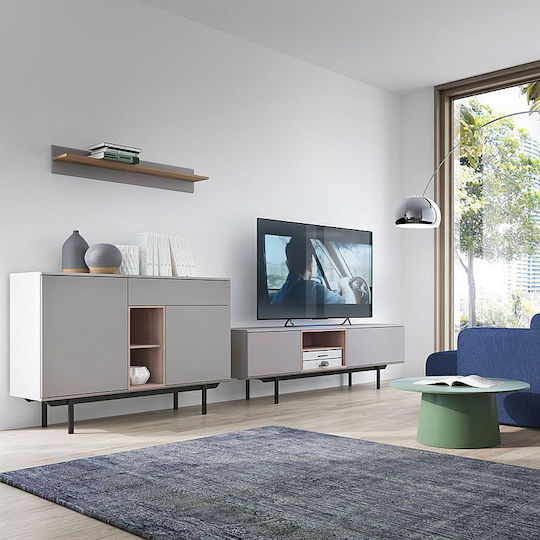 Wall Shelf Inox Grey Jackson Hickory 90x19x17cm