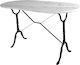 Outdoor Dinner Free Standing Table with Marble Surface and Metal Frame White 120x60x72cm