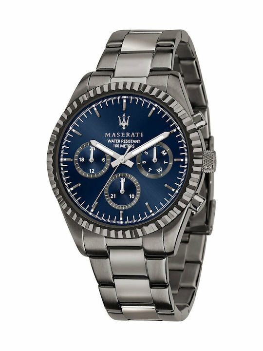 Maserati Competizione Ανδρικό Ρολόι 43mm Χρονογράφος Μπαταρίας με Μεταλλικό Μπρασελέ Navy/Grey