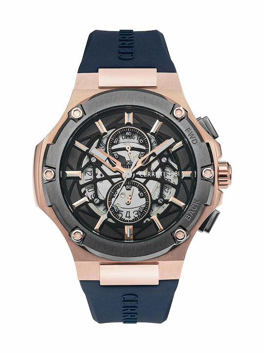 Cerruti Lucardo Ανδρικό Ρολόι 44mm Χρονογράφος Μπαταρίας με Μπλε Καουτσούκ Λουράκι