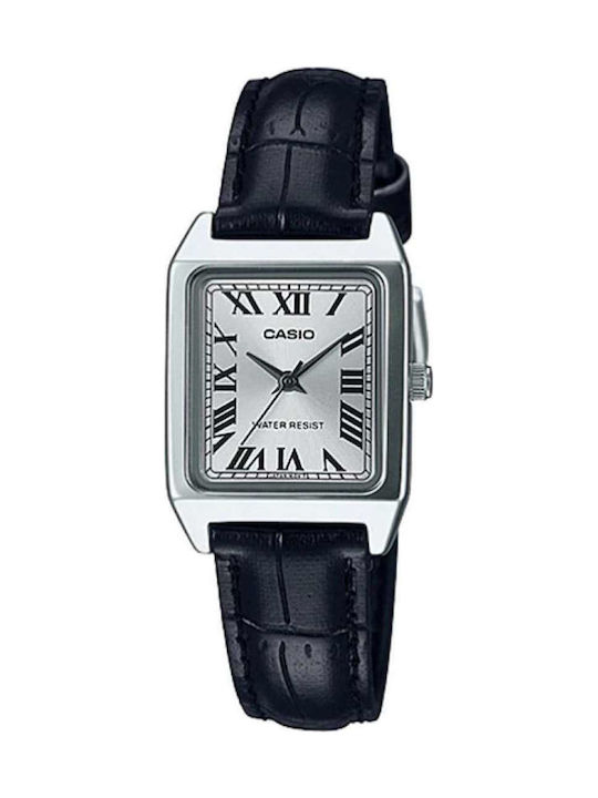 Casio Women's Watch with Black Leather Strap