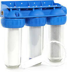 QWaterFilters 3-Stage Central Supply / Under Sink Water Filter System WH3 , 3/4'' Inlet/Outlet, with 10" Replacement Filter QWaterFilters PP 5μm, QWaterFilters GAC & QWaterFilters CTO 5μm NW.0120