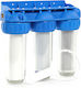 QWaterFilters 3-Stage Central Supply / Under Sink Water Filter System WH3 , 3/4'' Inlet/Outlet, with 10" Replacement Filter QWaterFilters PP 5μm, QWaterFilters GAC & QWaterFilters CTO 5μm NW.0120