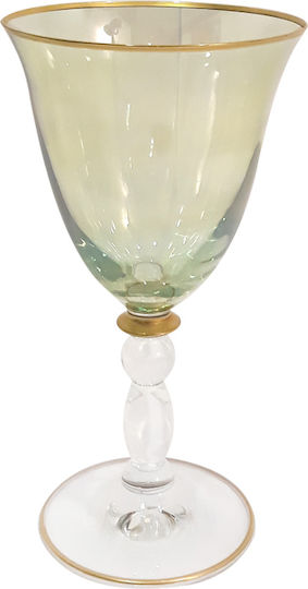 Griffe Montenapoleone Tall Goblet Gold Rim Ποτήρι για Λευκό Κρασί από Γυαλί σε Πράσινο Χρώμα Κολωνάτο
