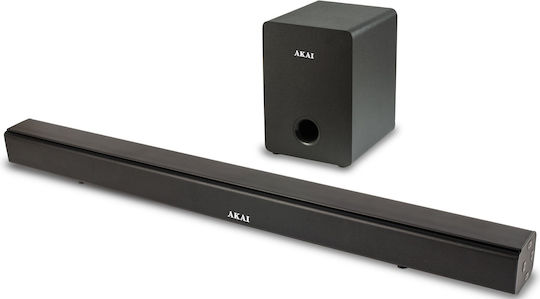 Akai Proffesional ASB-6WSW Soundbar 2.1 Bluetooth και HDMI 70W με Ασύρματο Subwoofer και Τηλεχειριστήριο Μαύρο